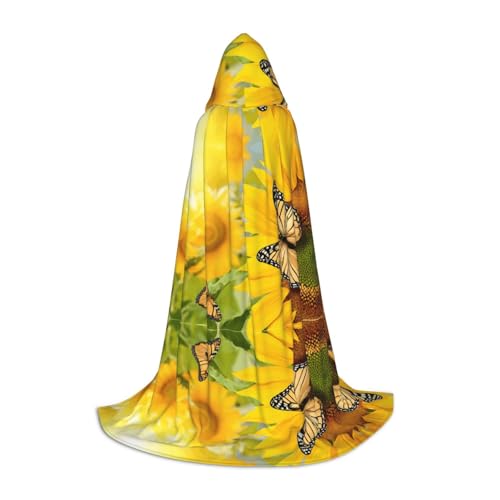 JAYWIS Kapuzenumhang mit Sonnenblumen-Druck, bedruckt, verstellbar, für Teenager, Halloween-Abenteuer, Partys und festliche Anlässe, Größe L von JAYWIS