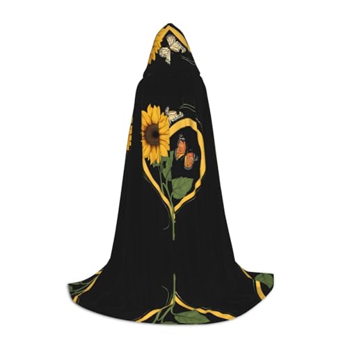 JAYWIS Kapuzenumhang mit Sonnenblumen-Druck, bedruckt, verstellbar, für Teenager, Halloween-Abenteuer, Partys und festliche Anlässe, Größe S von JAYWIS