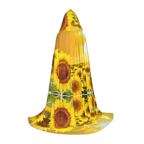 JAYWIS Kapuzenumhang mit Sonnenblumen-Druck, bedruckt, verstellbar, für Teenager, Halloween-Abenteuer, Partys und festliche Anlässe, Größe S von JAYWIS