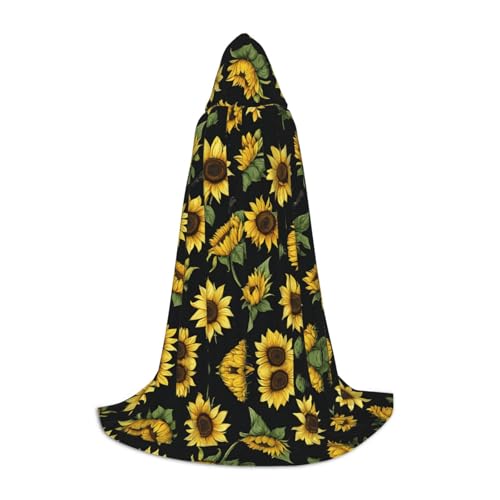 JAYWIS Kapuzenumhang mit Sonnenblumen-Druck, bedruckt, verstellbar, für Teenager, Halloween-Abenteuer, Partys und festliche Anlässe, Größe S von JAYWIS