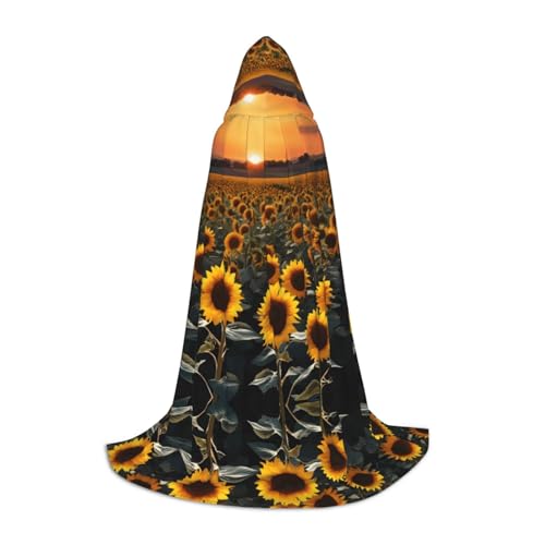 JAYWIS Kapuzenumhang mit Sonnenblumen-Motiv, bedruckt, verstellbar, für Teenager, Halloween-Abenteuer, Partys und festliche Anlässe, Größe L von JAYWIS