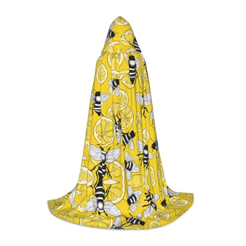 JAYWIS Kapuzenumhang mit gelbem Zitronen- und Bienen-Druck, bedruckt, verstellbar, für Teenager, Halloween-Abenteuer, Partys und festliche Anlässe, Größe S JAYWIS Kapuzenumhang mit gelbem Zitronen- und Bienen-Druck, bedruckt, verstellbar, für Teenager, Halloween-Abenteuer, Partys und festliche Anlässe, Größe S von JAYWIS
