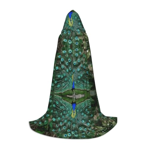 JAYWIS Kapuzenumhang mit grüner Pfauenfeder-Aufdruck, bedruckter, verstellbarer Umhang für Teenager, Halloween-Abenteuer, Partys und festliche Anlässe, Größe M JAYWIS Kapuzenumhang mit grüner Pfauenfeder-Aufdruck, bedruckter, verstellbarer Umhang für Teenager, Halloween-Abenteuer, Partys und festliche Anlässe, Größe M von JAYWIS