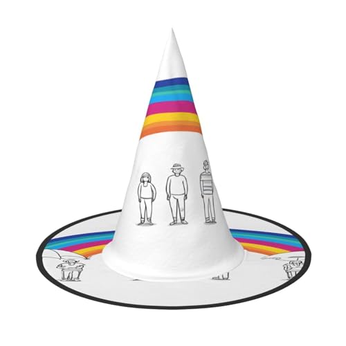JAYWIS Kleiner Regenbogen-Druck, volle Abdeckung, Halloween-Hut für Erwachsene, verstaubare Hexen-Kopfbedeckung für Renaissance-Messen, Gothic-Partys und Festivals JAYWIS Kleiner Regenbogen-Druck, volle Abdeckung, Halloween-Hut für Erwachsene, verstaubare Hexen-Kopfbedeckung für Renaissance-Messen, Gothic-Partys und Festivals von JAYWIS