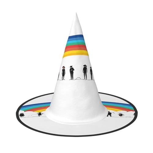 JAYWIS Kleiner Regenbogen-Druck, volle Abdeckung, Halloween-Hut für Erwachsene, verstaubare Hexen-Kopfbedeckung für Renaissance-Messen, Gothic-Partys und Festivals JAYWIS Kleiner Regenbogen-Druck, volle Abdeckung, Halloween-Hut für Erwachsene, verstaubare Hexen-Kopfbedeckung für Renaissance-Messen, Gothic-Partys und Festivals von JAYWIS