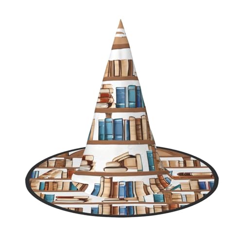 JAYWIS Lustige Bücherregal-Kollektion und Leiter, bedruckt, volle Abdeckung, Halloween-Hut für Erwachsene, verstaubare Hexen-Kopfbedeckung für Renaissance-Messen, Gothic-Partys und Festivals von JAYWIS