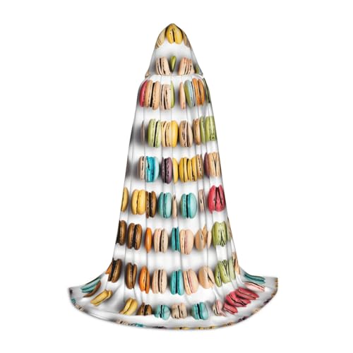 JAYWIS Macaron Biscuit Flavored Pastries – Druck Jugend Kapuzenumhang – bedruckter, verstellbarer Umhang für Teenager, Halloween-Abenteuer, Partys und festliche Anlässe, Größe L von JAYWIS