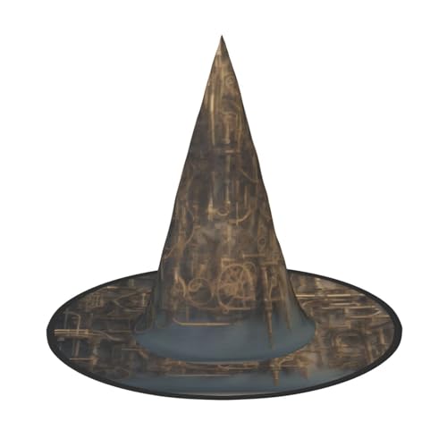JAYWIS Mechanischer Pipeline-Wanddruck, volle Abdeckung, Halloween-Hut für Erwachsene, verstaubare Hexen-Kopfbedeckung für Renaissance-Messen, Gothic-Partys und Festivals von JAYWIS