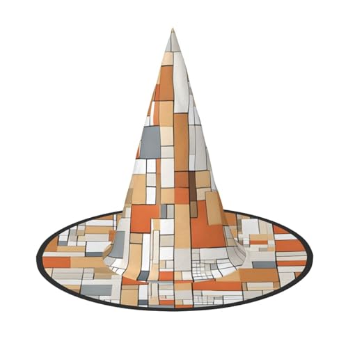 JAYWIS Mid Century Moderner, bedruckter Halloween-Hut für Erwachsene, verstaubare Hexen-Kopfbedeckung für Renaissance-Messen, Gothic-Partys und Festivals von JAYWIS