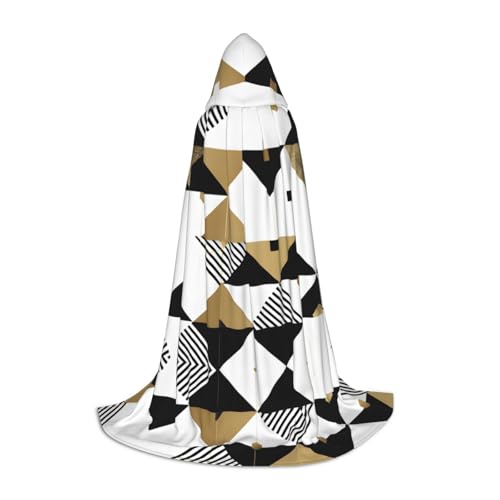 JAYWIS Modischer, moderner schwarz-weiß-goldener Dreiecke-Druck, Jugend-Kapuzenumhang – bedruckter, verstellbarer Umhang für Teenager, Halloween-Abenteuer, Partys und festliche Anlässe, Größe L JAYWIS Modischer, moderner schwarz-weiß-goldener Dreiecke-Druck, Jugend-Kapuzenumhang – bedruckter, verstellbarer Umhang für Teenager, Halloween-Abenteuer, Partys und festliche Anlässe, Größe L von JAYWIS
