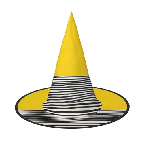 JAYWIS Mustard Yellow Black Print - Print Full Coverage Halloween Hat Adult - Packable Witch Headwear For Renaissance Fairs, Gothic Parties & Festivals von JAYWIS