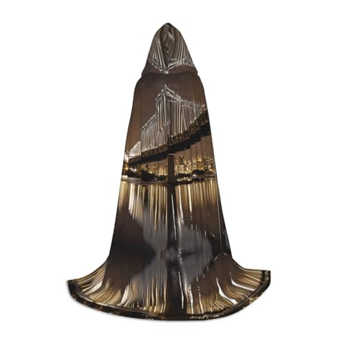 JAYWIS New York Manhattan Bridge Night Kapuzenumhang für Jugendliche, bedruckt, verstellbar, für Teenager, Halloween-Abenteuer, Partys und festliche Anlässe, Größe S JAYWIS New York Manhattan Bridge Night Kapuzenumhang für Jugendliche, bedruckt, verstellbar, für Teenager, Halloween-Abenteuer, Partys und festliche Anlässe, Größe S von JAYWIS