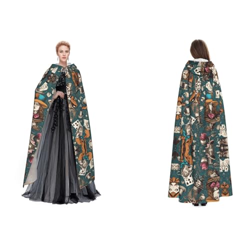 JAYWIS Retro-Hut-Tapete, Druck, Budget-Kapuzenumhang für Erwachsene, verstellbarer Umhang für Halloween-Kostüme, Festivals und Gothic-Events von JAYWIS