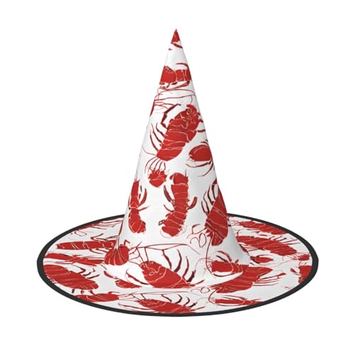 JAYWIS Roter Hummer-Druck, volle Abdeckung, Halloween-Hut für Erwachsene, verstaubare Hexen-Kopfbedeckung für Renaissance-Messen, Gothic-Partys und Festivals von JAYWIS