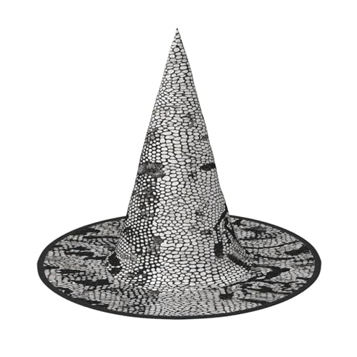 JAYWIS Schwarz-weiße Schlangenhaut-Druck, volle Abdeckung, Halloween-Hut für Erwachsene, verstaubare Hexen-Kopfbedeckung für Renaissance-Messen, Gothic-Partys und Festivals von JAYWIS