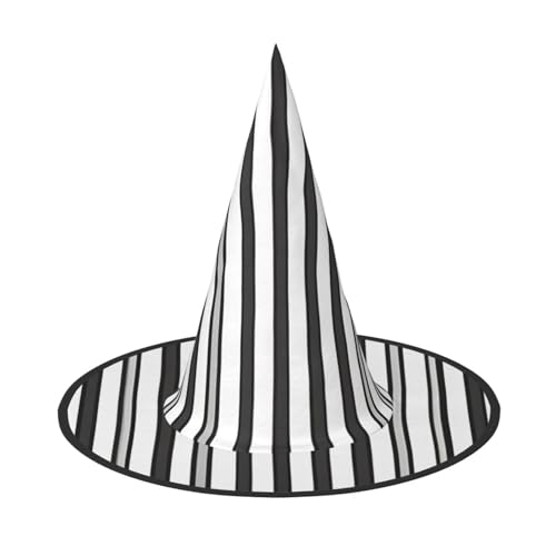 JAYWIS Schwarz-weißer gestreifter Halloween-Hut für Erwachsene, verstaubare Hexen-Kopfbedeckung für Renaissance-Messen, Gothic-Partys und Festivals von JAYWIS