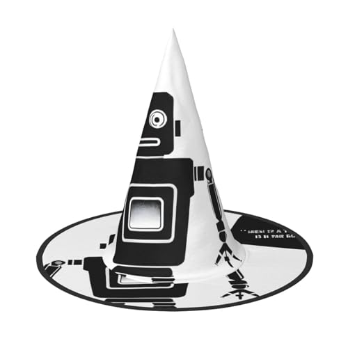 JAYWIS Schwarzer Roboter – bedruckter Halloween-Hut für Erwachsene, verstaubare Hexe, Kopfbedeckung für Renaissance-Messen, Gothic-Partys und Festivals von JAYWIS