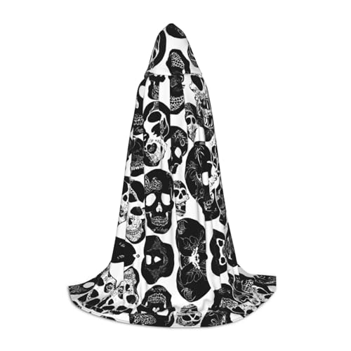 JAYWIS Schwarzer Totenkopf-Aufdruck, Kapuzenumhang für Jugendliche, Halloween-Abenteuer, Partys und festliche Anlässe, Größe L JAYWIS Schwarzer Totenkopf-Aufdruck, Kapuzenumhang für Jugendliche, Halloween-Abenteuer, Partys und festliche Anlässe, Größe L von JAYWIS