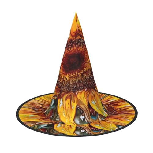 JAYWIS Sonnenblumen-Druck, volle Abdeckung, Halloween-Hut für Erwachsene, verstaubare Hexe, Kopfbedeckung für Renaissance-Messen, Gothic-Partys und Festivals von JAYWIS