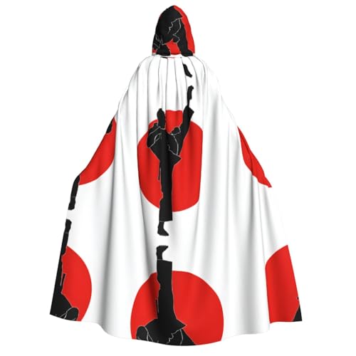 JAYWIS Taekwondo-Design, bedruckter Halloween-Umhang mit Kapuze für Erwachsene, bedruckter Umhang in voller Länge für Festivals, Gothic-Events und Kostümpartys von JAYWIS
