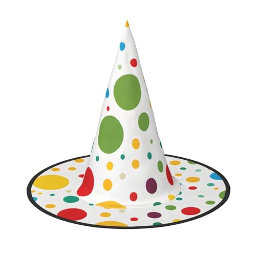 JAYWIS Twister Polka Dots – Druck volle Abdeckung Halloween Hut Erwachsene – verstaubare Hexe Kopfbedeckung für Renaissance-Messen, Gothic-Partys und Festivals von JAYWIS