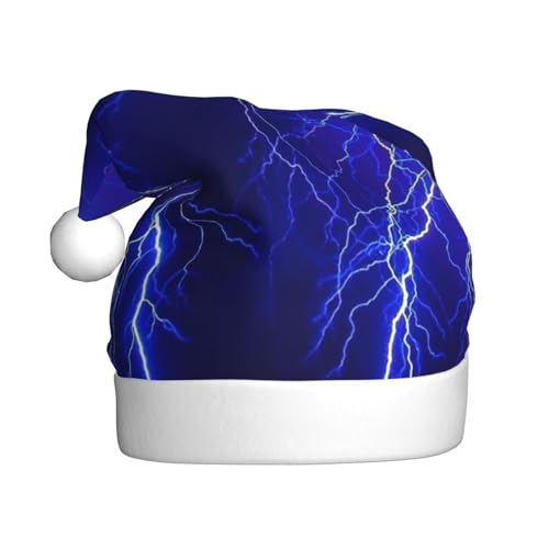JAYWIS Weihnachtsmütze mit blauem Nachthimmel-Aufdruck für Erwachsene, Unisex, Samt, Weihnachtsmann, Weihnachtsmütze, Urlaub für Erwachsene für Neujahr, festliche Partygeschenke von JAYWIS