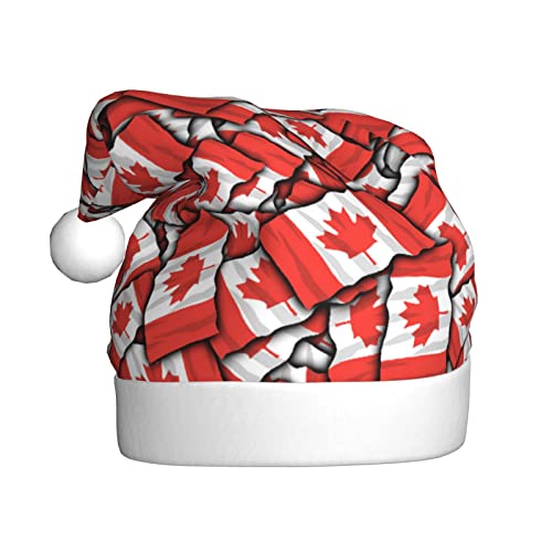 JAYWIS Weihnachtsmütze mit kanadischer Flagge für Erwachsene, Unisex, Samt, Weihnachtsmann, Weihnachtsmütze, Urlaub für Erwachsene für Neujahr, festliche Partygeschenke von JAYWIS