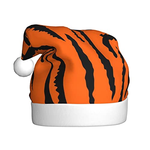 JAYWIS Weihnachtsmütze mit orangefarbenem Tiger, Leopardenmuster für Erwachsene, Unisex, Samt, Weihnachtsmann, Weihnachtsmütze, Urlaub für Erwachsene, Neujahr, festliche Partygeschenke von JAYWIS