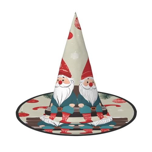 JAYWIS Weihnachtswichtel, bedruckt, volle Abdeckung, Halloween-Hut für Erwachsene, verstaubare Hexen-Kopfbedeckung für Renaissance-Messen, Gothic-Partys und Festivals von JAYWIS