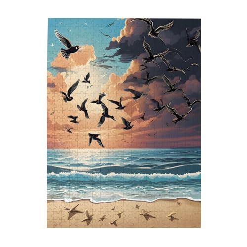 Kokospalme Sandstrand – Druck 500 Teile Bilderpuzzles für Erwachsene, umweltfreundliches Holzpuzzle mit Bildern, Geschenk für Familienspaß und Entspannung von JAYWIS