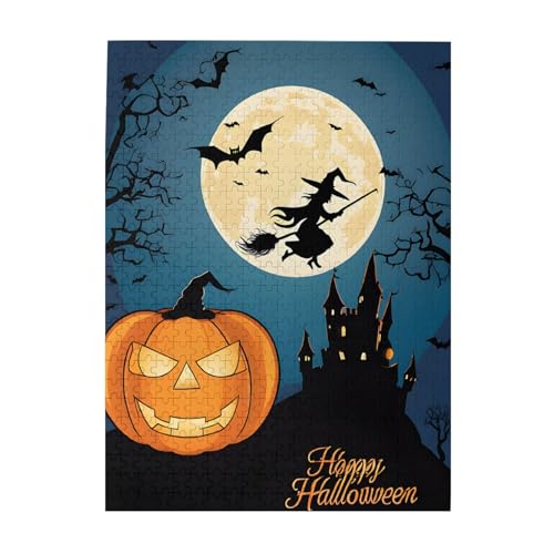 Kürbis Halloween – Druck 500 Teile Bilderpuzzles für Erwachsene, umweltfreundliches Holzpuzzle mit Bildern, Geschenk für Familienspaß und Entspannung von JAYWIS