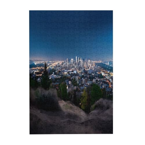 Los Angeles Skyline – Druck 300-teiliges Bilderpuzzle – Holz für Erwachsene, Familienspaß und Entspannungsgeschenk von JAYWIS