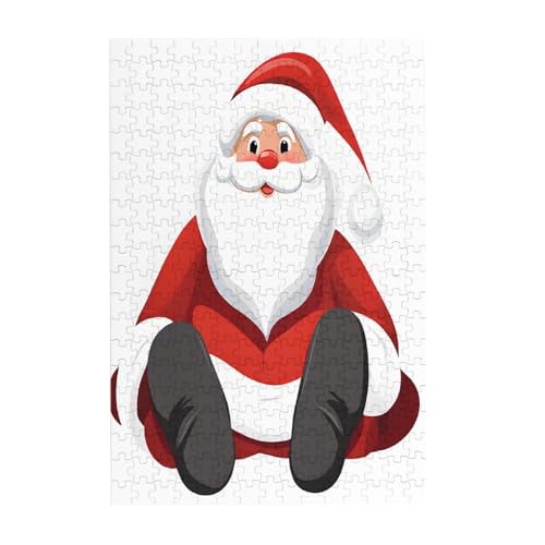 Niedlicher Weihnachtsmann-Druck, 300-teiliges Bilder-Puzzle – Holz für Erwachsene, Familienspaß und Entspannungsgeschenk von JAYWIS