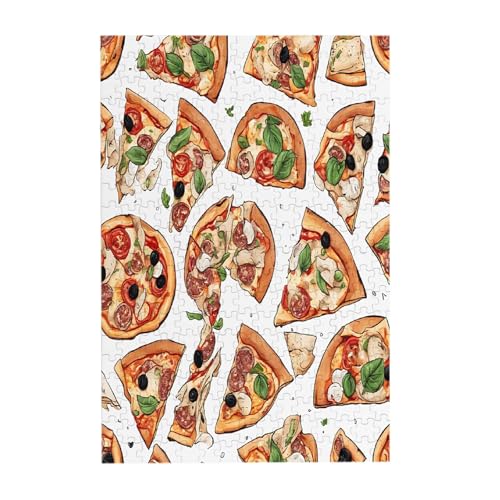 Pizza-Muster – Druck 300-teiliges Bilderpuzzle – Holz für Erwachsene, Familienspaß und Entspannungsgeschenk von JAYWIS
