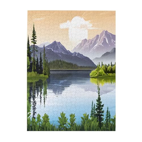 Puzzle mit Blick auf den Berg und See, Motiv: Sonnentag, Natur, 500 Teile, für Erwachsene, umweltfreundliches Holzpuzzle mit Bildern, Geschenk für Familienspaß und Entspannung Puzzle mit Blick auf den Berg und See, Motiv: Sonnentag, Natur, 500 Teile, für Erwachsene, umweltfreundliches Holzpuzzle mit Bildern, Geschenk für Familienspaß und Entspannung von JAYWIS