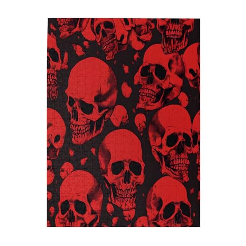 Red Skulls – Druck 500 Teile Bilderpuzzles für Erwachsene, umweltfreundliches Holzpuzzle mit Bildern, Geschenk für Familienspaß und Entspannung von JAYWIS