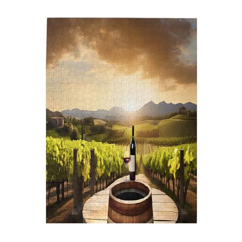 Rotwein-Druck, 500-teiliges Bilderpuzzle für Erwachsene, umweltfreundliches Holzpuzzle mit Bildern, Geschenk für Familienspaß und Entspannung von JAYWIS