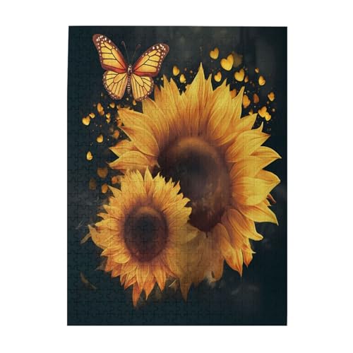 Schmetterlinge und Sonnenblumen, 500-teiliges Bilderpuzzle für Erwachsene, umweltfreundliches Holzpuzzle mit Bildern, Geschenk für Familienspaß und Entspannung Schmetterlinge und Sonnenblumen, 500-teiliges Bilderpuzzle für Erwachsene, umweltfreundliches Holzpuzzle mit Bildern, Geschenk für Familienspaß und Entspannung von JAYWIS
