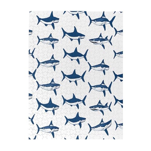 Sharks - Print 500 Teile Bilderpuzzles für Erwachsene, umweltfreundliches Holzpuzzle mit Bildern, Geschenk für Familienspaß und Entspannung von JAYWIS