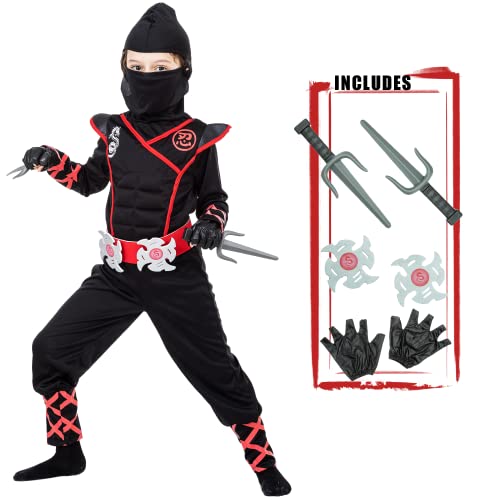 JAZGROM Ninja-Kostüm für Jungen, luxuriöses Halloween-Kostüm, roter Drache, Ninja-Muskel-Kostüm für Kinder JAZGROM Ninja-Kostüm für Jungen, luxuriöses Halloween-Kostüm, roter Drache, Ninja-Muskel-Kostüm für Kinder von JAZGROM
