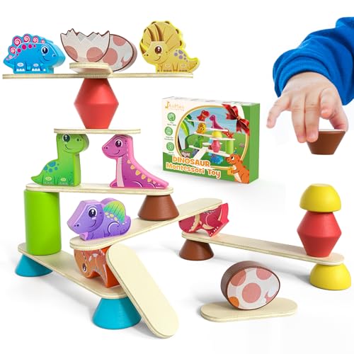 Montessori Dinosaurier Spielzeug für 1-4 Jahre alte Kleinkinder, Früherziehung Holzblöcke für 2-4 Jahre Jungen Mädchen, Sortieren, Stapeln & Balance Spielzeug, Ideales Vorschulgeburtstagsgeschenk Montessori Dinosaurier Spielzeug für 1-4 Jahre alte Kleinkinder, Früherziehung Holzblöcke für 2-4 Jahre Jungen Mädchen, Sortieren, Stapeln & Balance Spielzeug, Ideales Vorschulgeburtstagsgeschenk von JAiiMen