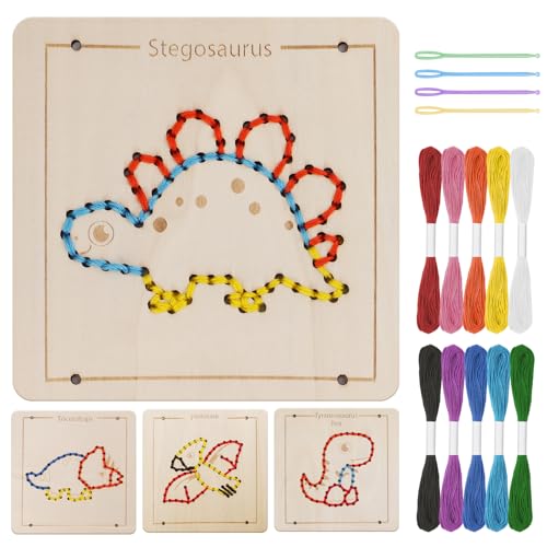 Montessori Holz-Fädelspiel Dinosaurier für Kleinkinder 2-4 & Kinder 5-7 Jahre – Nähset Feinmotorik Busy Board, Sensorik Lernspielzeug für 1 2 3 4 Jährige – Geschenk für Jungen Mädchen Montessori Holz-Fädelspiel Dinosaurier für Kleinkinder 2-4 & Kinder 5-7 Jahre – Nähset Feinmotorik Busy Board, Sensorik Lernspielzeug für 1 2 3 4 Jährige – Geschenk für Jungen Mädchen von JAiiMen