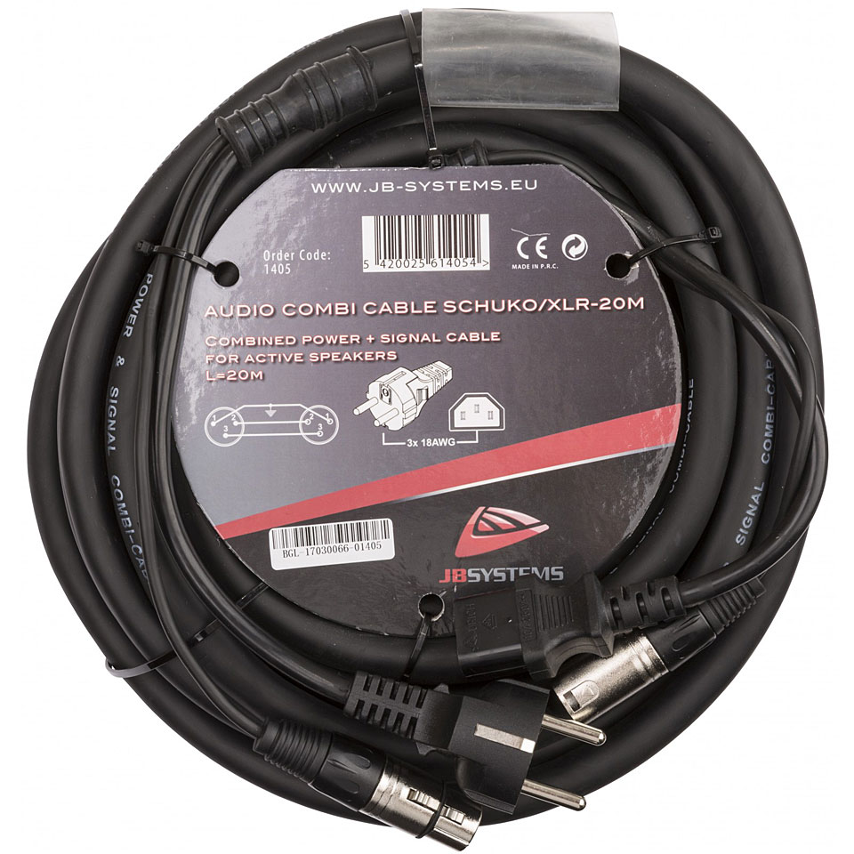 JB Systems Audio Combi Cable SCHUKO/XLR-20 m Hybridkabel JB Systems Audio Combi Cable SCHUKO/XLR-20 m Hybridkabel von JB Systems
