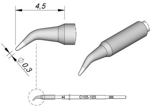 JBC Tools C115105 Lötspitze Rundform, gebogen Spitzen-Größe 0.3mm Inhalt 1St. von JBC Tools