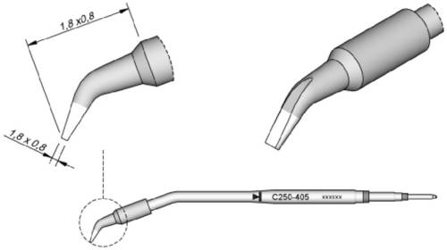 JBC Tools C250405 Lötspitze Meißelform, gebogen Spitzen-Größe 0.8mm Inhalt 1St. von JBC Tools