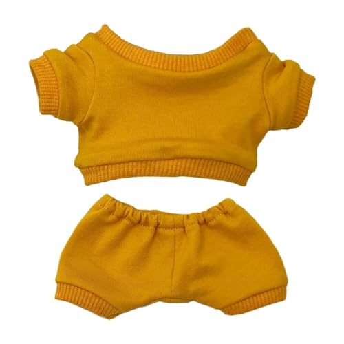 10 cm Plüsch-Puppenkleidung, Sportbekleidung, Anzüge, Sweatshirts, Hosen, Puppenkleidung (Size : 15cm, Farbe : Yellow) von JBHWUBEC