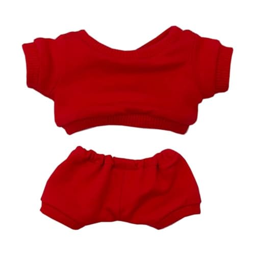 10 cm Plüsch-Puppenkleidung, Sportbekleidung, Anzüge, Sweatshirts, Hosen, Puppenkleidung (Size : 20cm, Farbe : Red) von JBHWUBEC