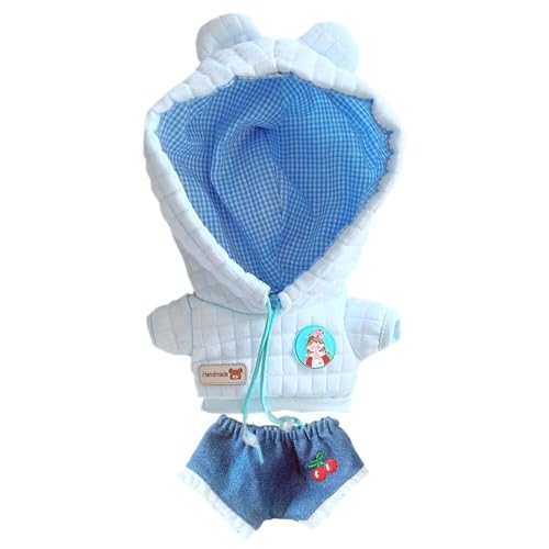 20cm Plushie Doll Checkered Hoodie Jeans 8in Kpop Stuffed Doll Clothing (Size : Blue) von JBHWUBEC