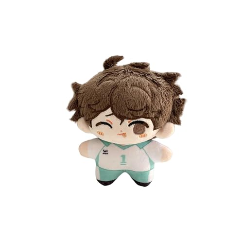 Anime-Plüsch-Schlüsselanhänger, 11,9 cm, süße Chibi-Plüschfigur, Schlüsselanhänger-Anhänger für Rucksack, Kawaii-Mini-Plüsch mit Perlenkette für Haikyuu-Fans (Size : Oikawa Tooru) von JBHWUBEC