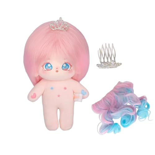 CALEMBOU Plüschpuppe, süße 20 cm große Baumwollpuppenkleidung Meerjungfrau, weiche Anime-Anziehpuppe, Kawaii-Plüschspielzeug für Selbermachen (DollBlue-NoClothes) ( Size : Dollpink-noclothes ) von JBHWUBEC